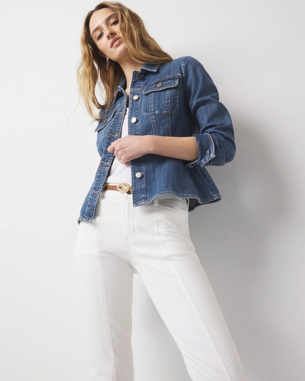 Denim Peplum Jacket | White House Black Market